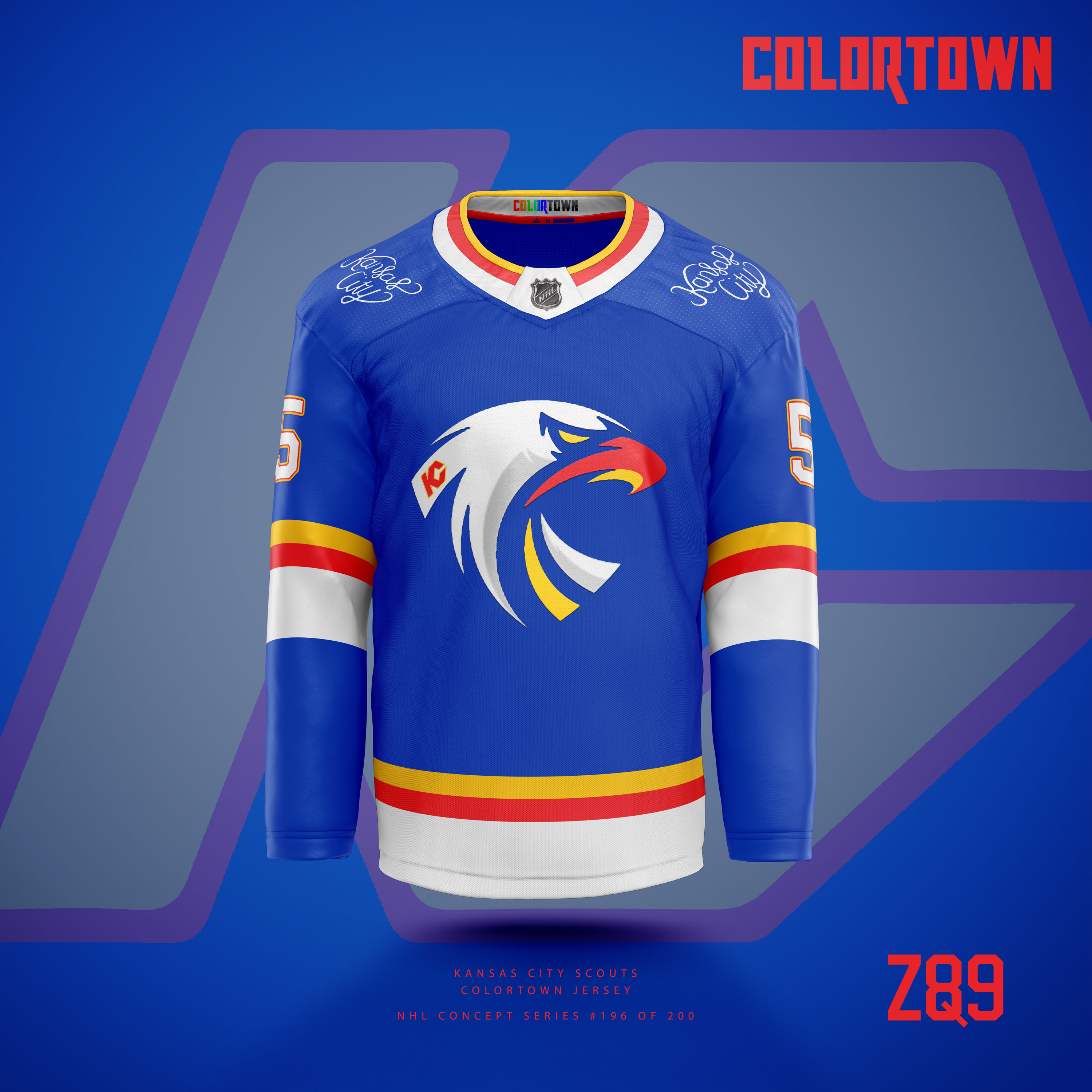 Z89Design on X: Kansas City Scouts concepts! Enjoyed putting a modern spin  on a retro look. Shifted the royal blue to navy that really makes the red  and yellow pop. A different