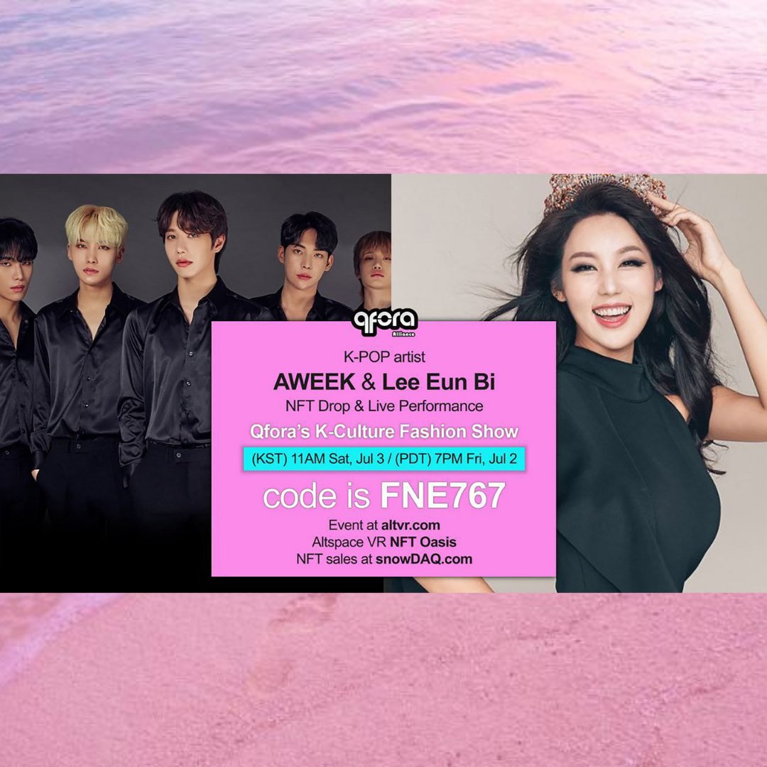 NFTOasis's tweet image. ✨K-Pop sensations 이은비 Lee Eun Bi 👑 and #aweek will be performing LIVE in the NFT Oasis.  Exclusive NFT drop to follow.  

7pm PDT Friday July 2nd
11am KST Saturday July 3rd

See you there!

#kpop #vr