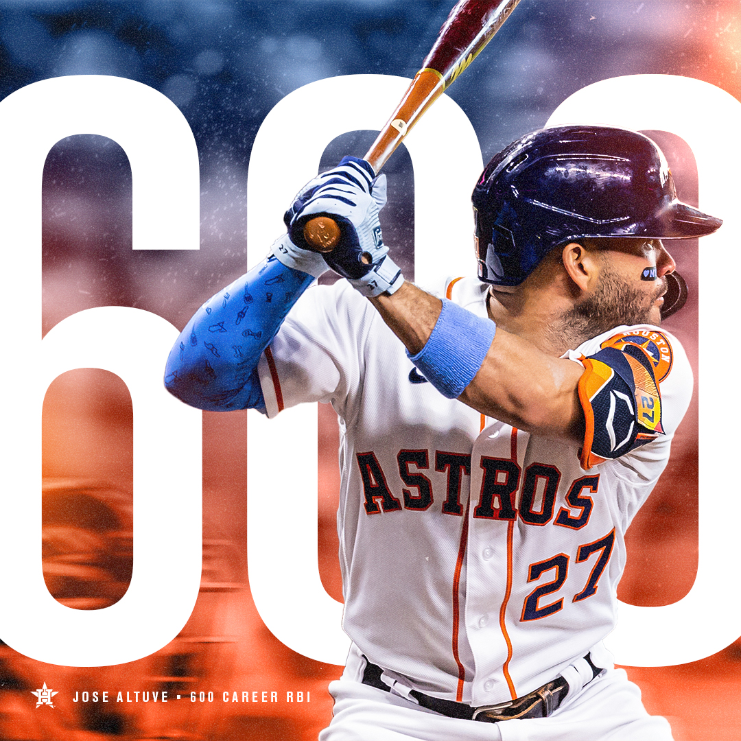 Houston Astros on X: Congratulations to Jose Altuve for becoming the 8th  player in #Astros franchise history for reaching 600 career RBI. #ForTheH   / X