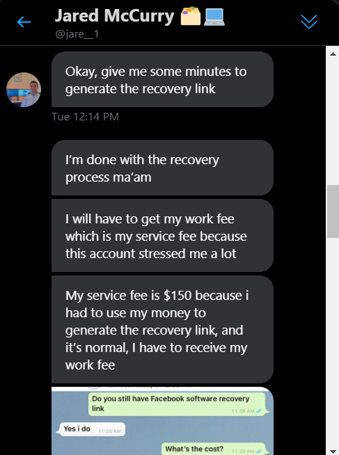 FelixaAndreass1's tweet photo. @marcus_sever  
@fionaainslie1 @DashGamer @laura_overfelt
 @ImSyNajeeb
@oCornFlake  
@KoburgOfficial
@phillipdampier
Don't pay this Jared McCurry dude, he scammed my money . He asks more money to recover ur account, first 100 now 150 #FacebookDisabledMe  #facebookban https://t.co/VTGU0y2ExE