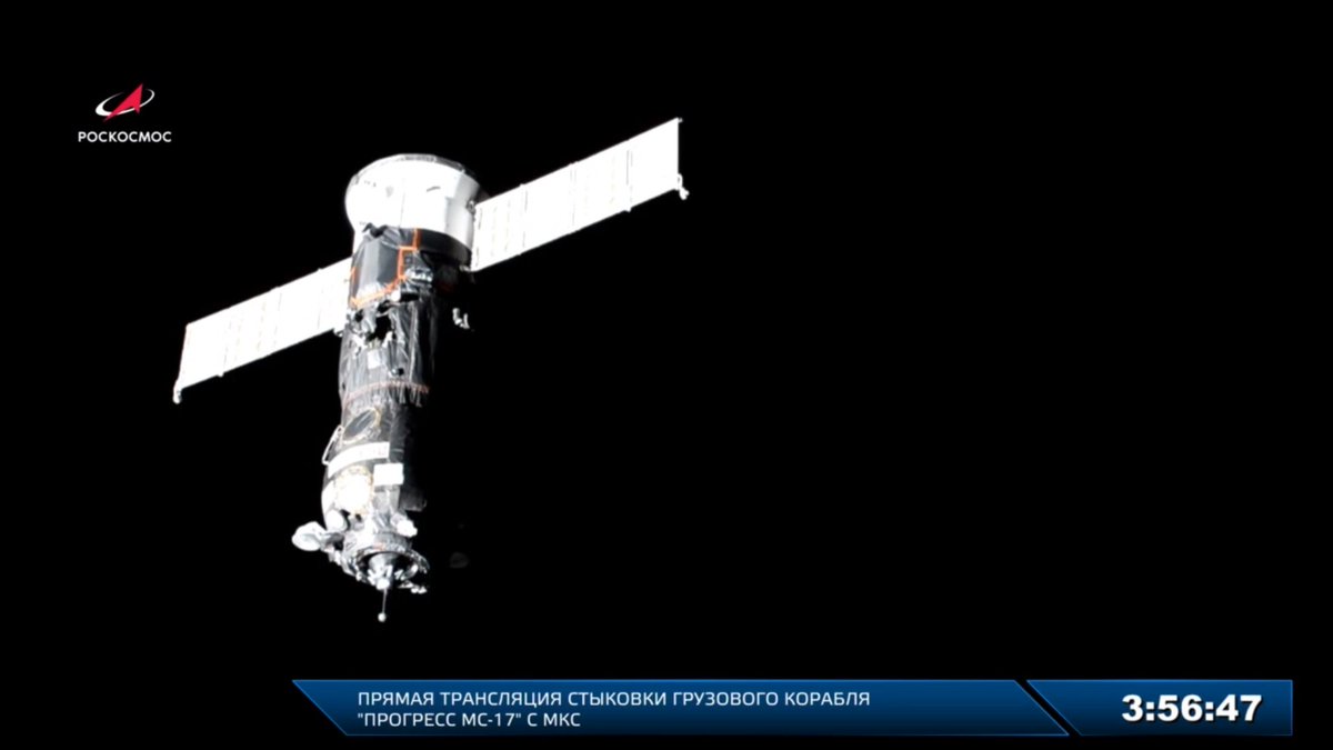 Acoplamiento de una cápsula Progress a la ISS.