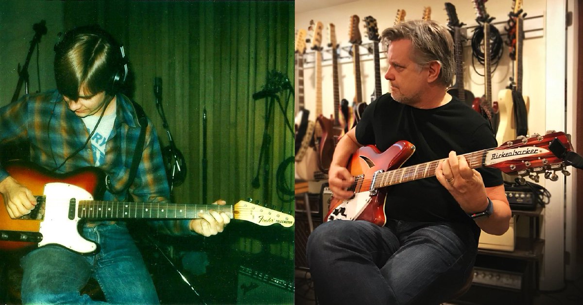 Mike in the studio, then and now.
From analog to digital recording, same old guitars. 
.
#thenandnow #recording #recordingstudio #americana #americanamusic #singersongwriter #newmusic #vintageguitars #telecaster #rickenbacker #fender #12string #stmarysrutherford #nashville