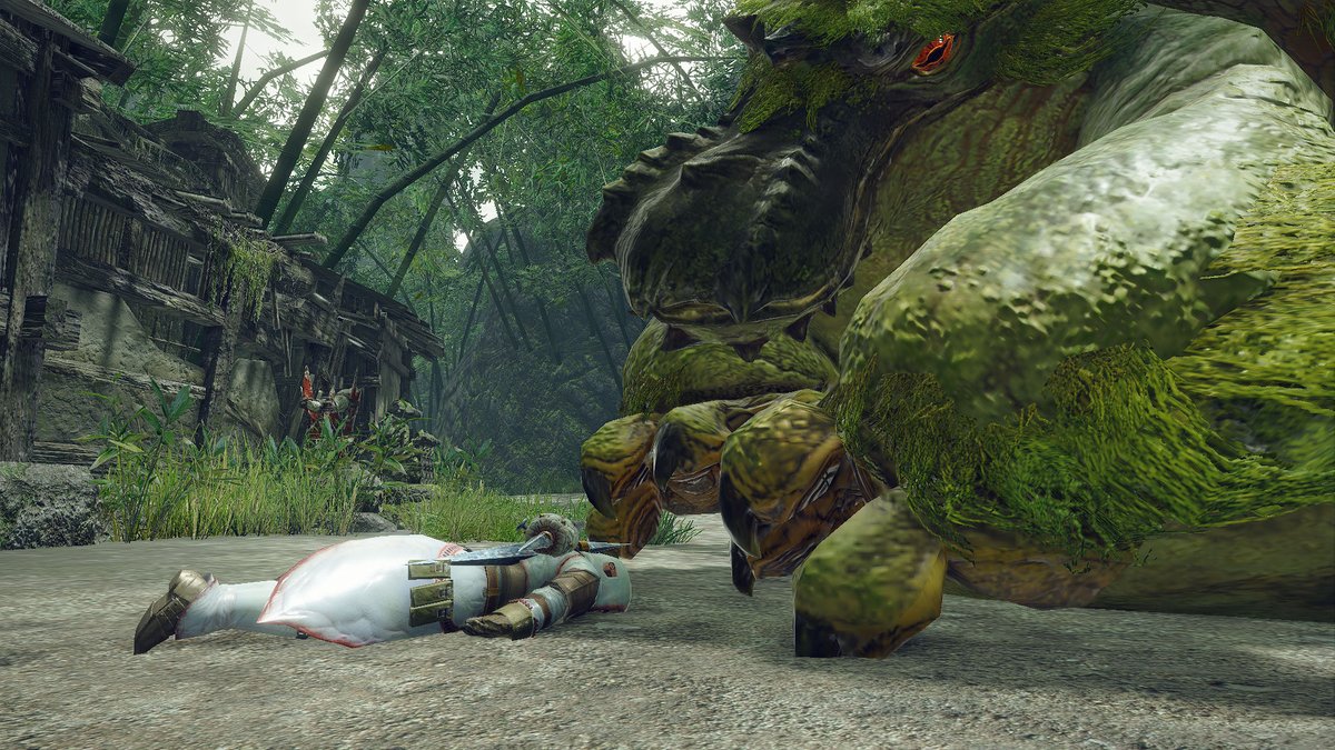 monsterhunter's tweet photo. 📜 EVENT QUEST 📜
Take down the trickster Chameleos in the quest "Fooled in the Flooded Forest" to earn the Play Possum gesture. 💀

Available with Senri the Mailman. #MHRise https://t.co/KFBY14D4tc