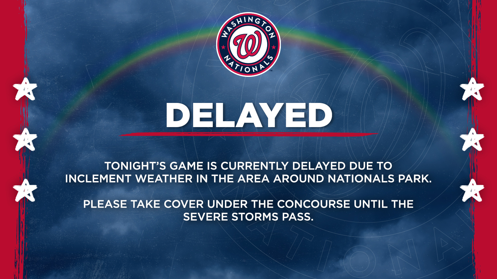Washington Nationals on Twitter "Tonight's game is currently delayed due to inclement weather