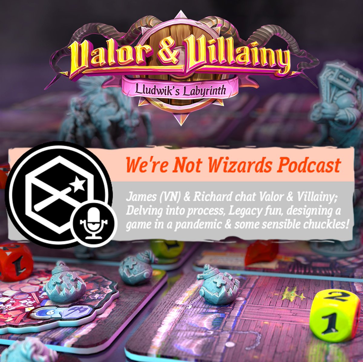 V&amp;V Designer James VN chats with the @werenotwizards Podcast! They delve into design process, legacy fun, designing during a pandemic and even have some sensible chuckles! Give it a listen here: werenotwizards.fireside.fm/s6jamesvanniek…