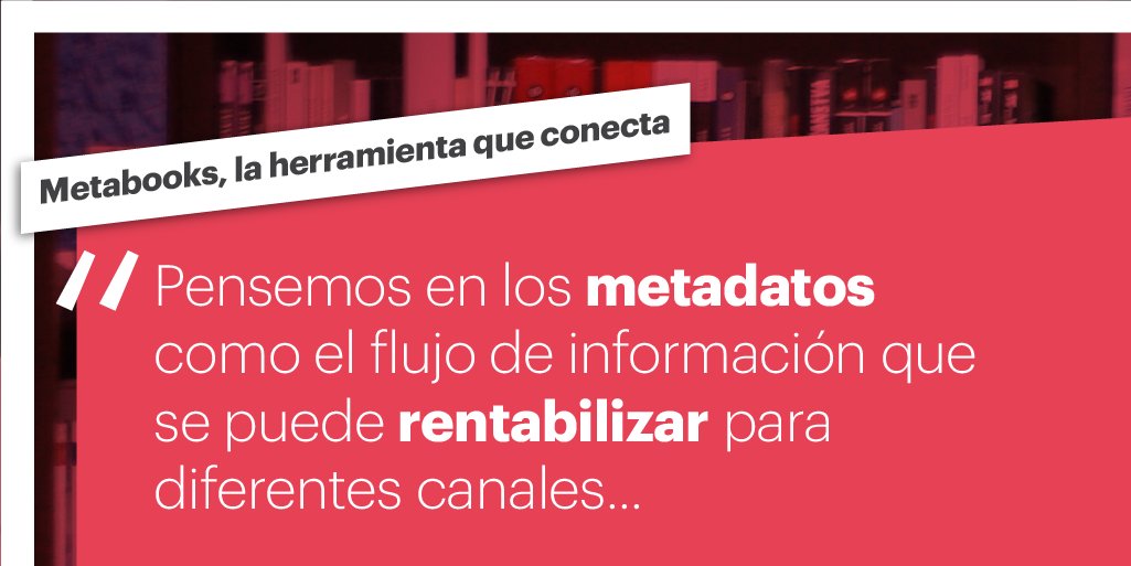 mvblatam's tweet photo. #MetabooksConecta 🔄

✅  "Muchas veces los editores piensan que los #metadatos son un registro, la ficha técnica en orden, pero en realidad, los metadatos son flujo de información que se puede rentabilizar para diferentes canales comerciales del libro." 📚📲🛒 https://t.co/XKkUghJC9a