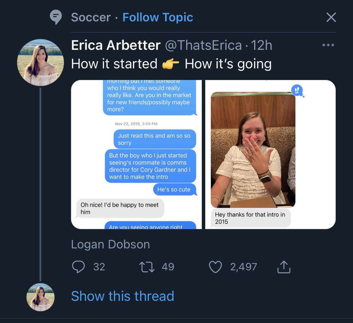 devindavid's tweet image. I’m so confused as to why Twitter thinks this tweet about Republican congressional staffers and getting engaged is about soccer. 🤷🏻‍♂️ Congrats though @EmilyTaylorDC &amp;amp; @LoganDobson 💍🍾👏🏻🐘