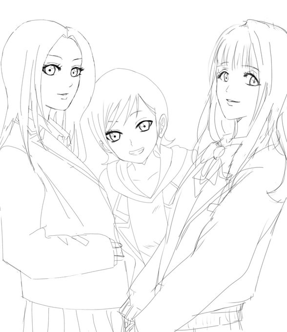 ヨロシク学園
2-Gヒロインズラフ
一枚絵をそれぞれ並べただけだけど、画面に3人も女の子いると華やかでイイね🥰 