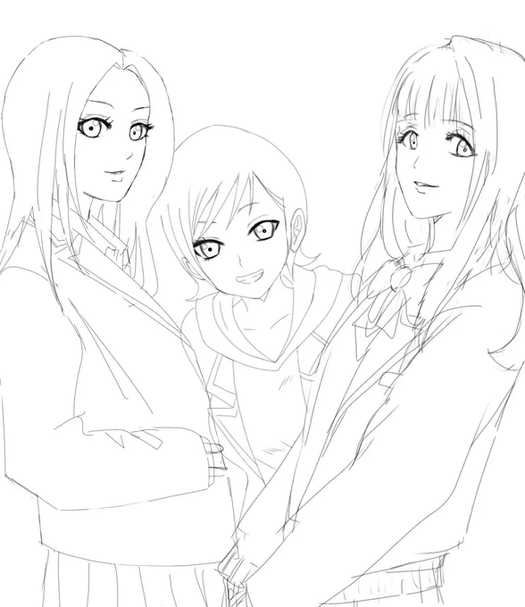 ヨロシク学園
2-Gヒロインズラフ
一枚絵をそれぞれ並べただけだけど、画面に3人も女の子いると華やかでイイね🥰 