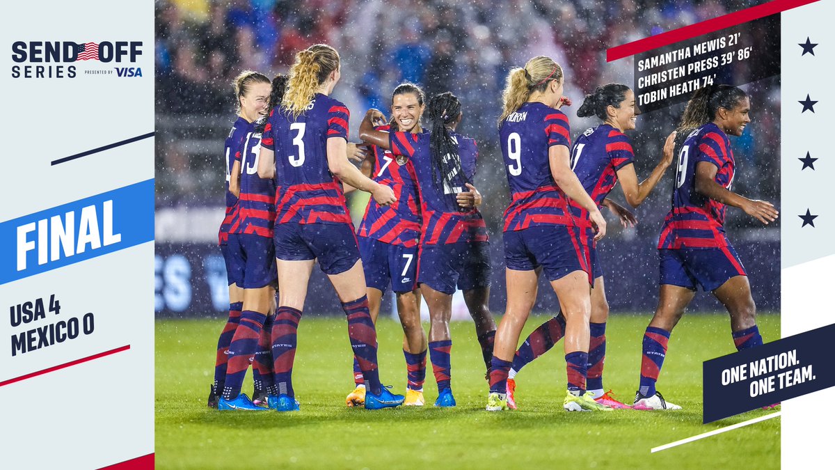 FINAL | A little rain wasn't going to ruin our night! Starting off the #SendOffSeries with a W! 

🇺🇸 4-0 🇲🇽 | #SendOffSeries x <a href="/Visa/">Visa</a>