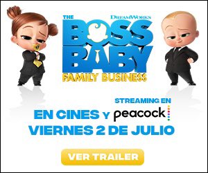 ¡Boss Baby está de regreso!
Una película para disfrutar en familia.
"The Boss Baby: Family Business" llega a cines y <a href="/peacockTV/">Peacock TV</a> el 2 de Julio.