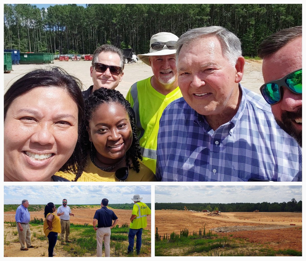 We talk about development but not discussed is where construction/demolition materials go after a build. Commissioner <a href="/Vote4Shinica/">ShinicaThomas</a> Thomas, @RufusEdmisten &amp; <a href="/MackPaulNC/">Mack Paul</a> and I met w/ Josh Daher &amp; Tim Webb of @MeridianWaste to see Scofield Landfill in #WendellNC &amp; future MRF!