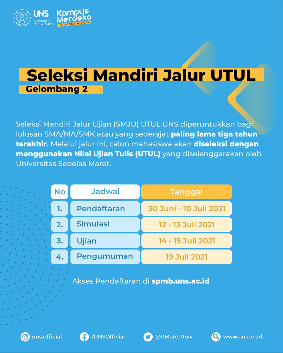 Uns Official On Twitter Pressrelease Uns Buka Jalur Mandiri Sarjana Gelombang Kedua Simak Berita Selengkapnya Di Https T Co Sdtu1x4k5o Uns Universitassebelasmaret Https T Co W2bhw3uibc Twitter Uns Official On Twitter Pressrelease Uns Buka Jalur Mandiri Sarjana Gelombang Kedua Simak Berita Selengkapnya Di Https T Co Sdtu1x4k5o Uns Universitassebelasmaret Https T Co W2bhw3uibc Twitter