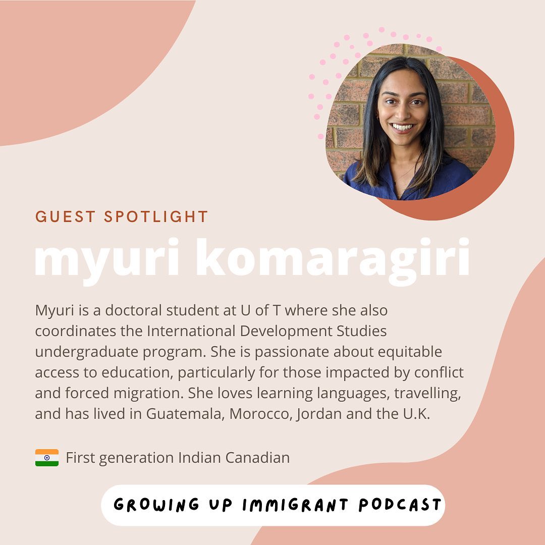 GrowUpImmigrant's tweet photo. Thrilled to spotlight our incredible podcast guests 🙌🏼
➡️Swipe to listen to Myuri, “When you truly love something, like if you love your country, you want it to be its best iteration, and that means contending with the atrocities of history and contemporary injustices.” #growingu https://t.co/LVVg07yI2m