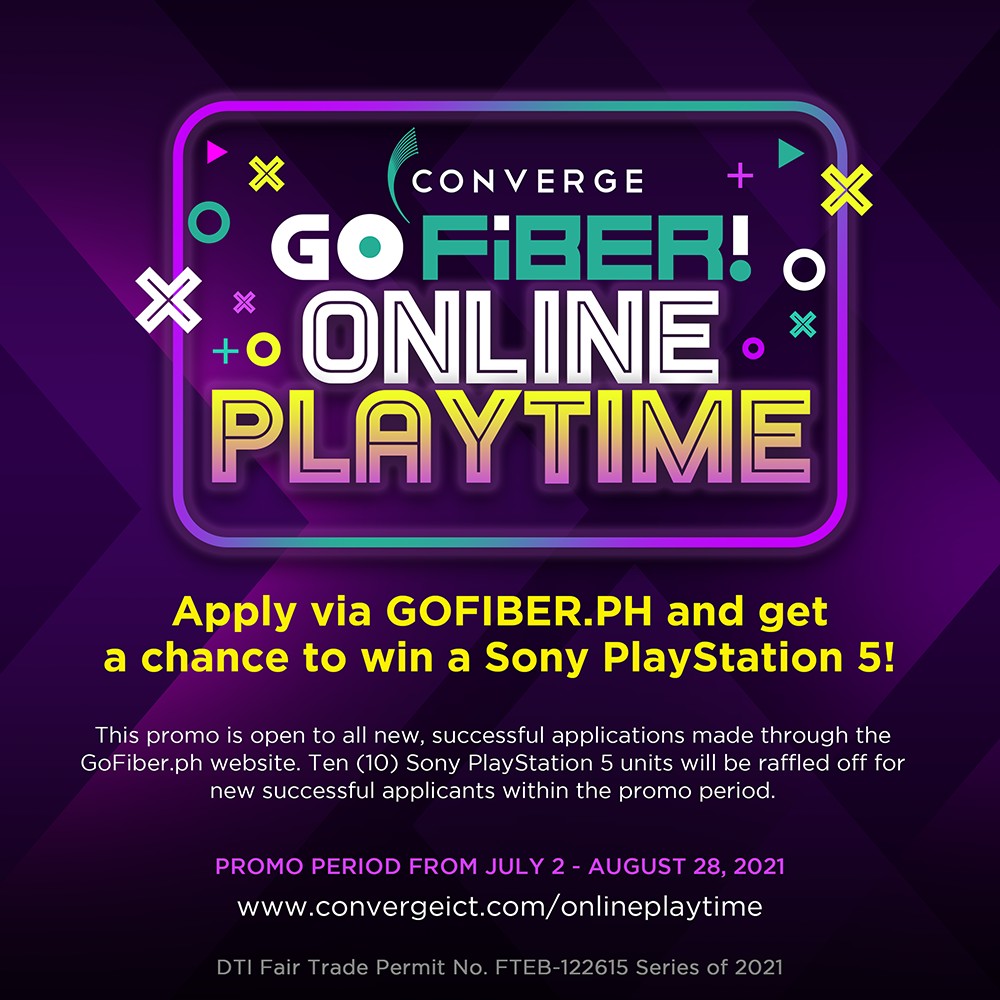 Converge ICT on X: Level up your online experience with GoFiber Online  Playtime! Apply now at  and get a FREE one month  Fiber X Time of Day speed boost. Not only