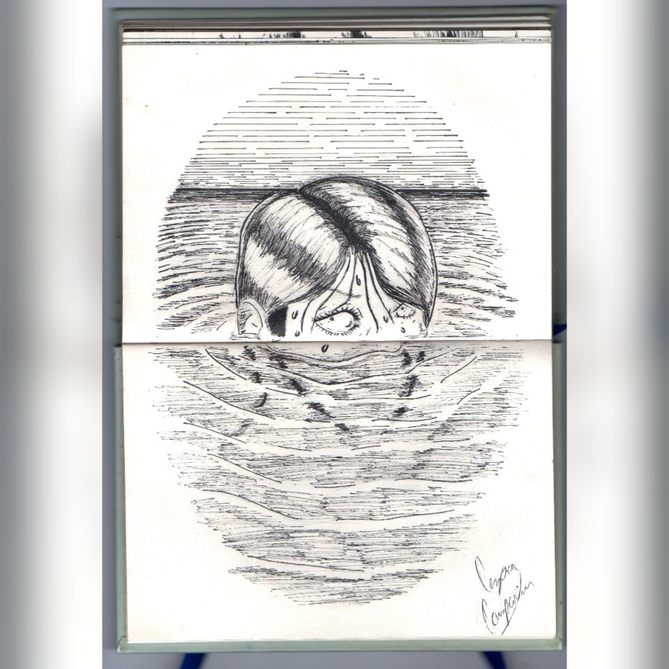 cezarpupu's tweet photo. Deep dive in oil. Mergulhado em óleo 🏺💧
#horrorart #inkdrwing #sketchbook https://t.co/yfgG29L0OF