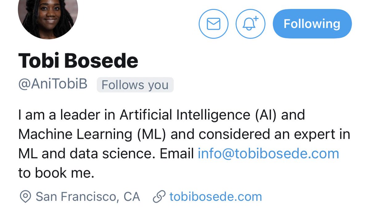 ArlanWasHere's tweet image. Asking on behalf of @OpenAI @sama @satyanadella @elonmusk (even though they didn’t ask me to), who are your fav Black AI experts (including yourself)? 

I’ll kick off with someone I don’t know (@AniTobiB), so no one can say “there’s a pipeline problem”. 

Leave a comment + tag.