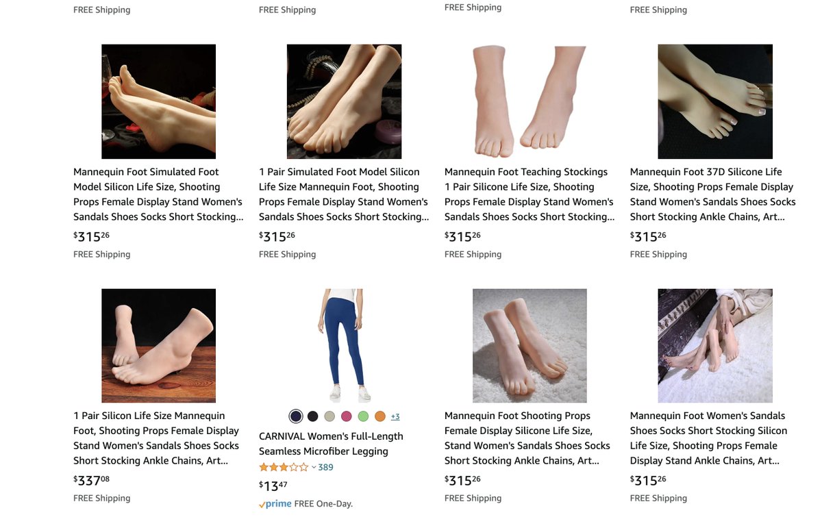 I've been looking for foot mannequins for markets to show off our new socks. Turns out you can buy multiple versions of life-like silicon feet off amazon... This feels like the stuff nightmares are made out of.
