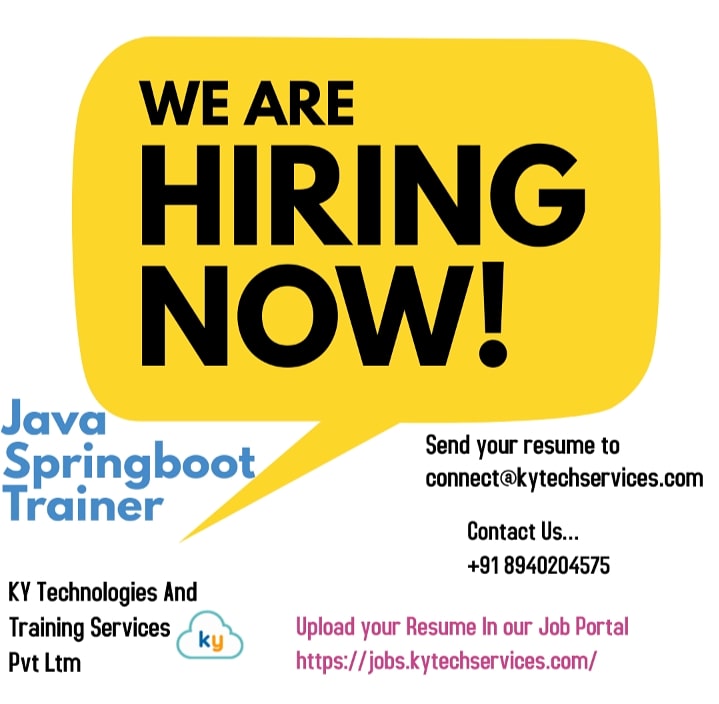 KYTechnologies's tweet image. #javaspring #javaspringdeveloper #java #javatrainer #javaspringboot #boot #boottrainer #it #itjobsearch