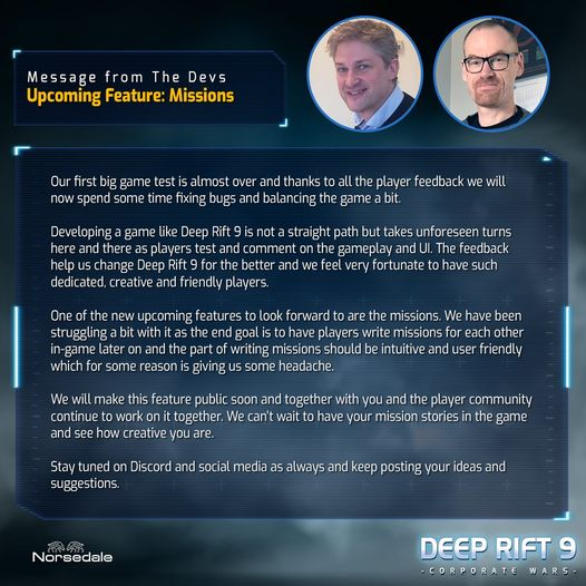 Deeprift_9's tweet photo. Commanders, thank you for playing Deep Rift 9 and for sharing with us all your interesting feedbacks. On this DEV News, we are excited to share our upcoming feature, MISSIONS! Stay tuned and we hope you enjoy your journey in DR9!
#DeepRift9 #Strategy #MMORTS #PC #Gaming #Indie https://t.co/bebjyrbpwx