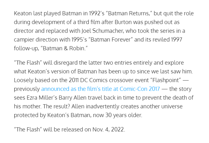 destroyer4369's tweet photo. As someone who hasn't seen Batman 1989, that process of learning something new about the upcoming The Flash movie is fulfilling. Needless to say I need to catch up with those two movies!
#TheFlash #TheFlashMovie #Batman #MichaelKeaton #Supergi https://t.co/60EhvRrIi2