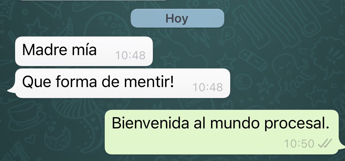 He mandado a una junior del despacho a que pase unas declaraciones en el Juzgado, y su WhatsApp me ha recordado cuando, al principio de mi ejercicio profesional, aún conservaba mi inocente fe en el proceso…