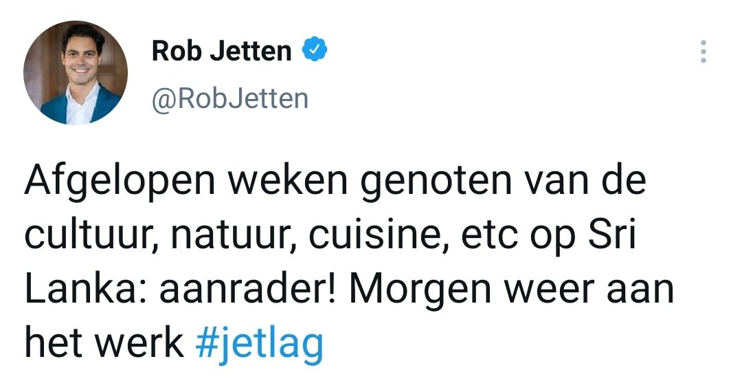 Het klimaat wacht niet langer, jongens. Dus als jullie nou even wat minder CO2 uitstoten dan kan Rob nog een paar keer op en neer vliegen naar Sri Lanka.