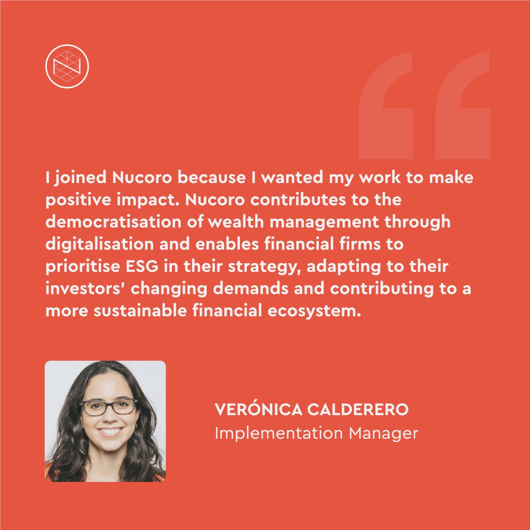 A very warm welcome to our new Implementation Manager, Verónica Calderero!

Verónica joins us with vast risk consulting experience and will be supporting clients with their platform implementations.

#teamnucoro #wealthmanagement #wealthtech #product #fintech #banking #finance