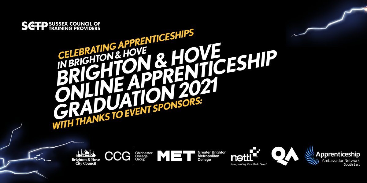 sctp_network's tweet photo. Thanks to @NetworkSeaa for sponsoring the Brighton & Hove Apprenticeship Graduation Ceremony and helping to celebrate the achievements of the amazing #apprentices, #traineeship learners, training providers and employers across the city. #appgrad2021
@BrightonHoveCC https://t.co/yXkTkaiCSz