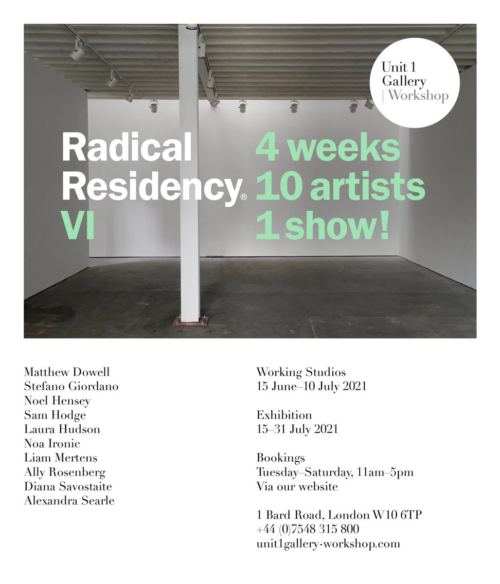 I am delighted to be taking part in A Radical Residency. Come to visit the artists at work this week. Book a slot unit1gallery-workshop.com