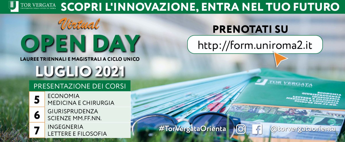 #OPENDAY #online mercoledì 7 luglio🗓️ per #Ingegneria #UniTorVergata tutto il giorno dalle 9:20 alle 18:30
QUI il #programma virtualopenday.uniroma2.it/pdfview.php?t=… della giornata con noi: corsi di studio a confronto, i prof, i neolaureati, i già professionisti 
ISCRIVITI web.uniroma2.it/module/name/Co…