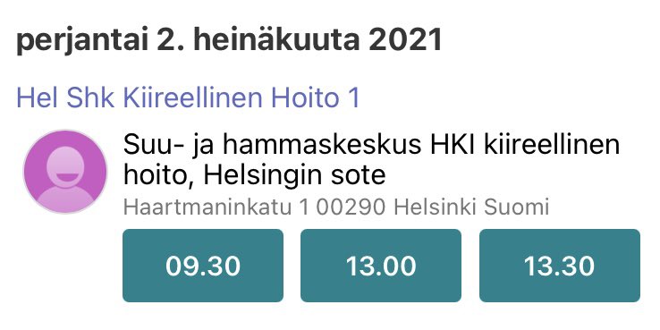 SebastianKaste's tweet photo. Testaamme #Maisa :n ajanvarausta Suu- ja hammaskeskuksen kiireellisen hoidon aikojen varaamiseen. #Helsinginsote #Apotti #Stadinsuunterveydenhuolto https://t.co/bRV9dp0UHK