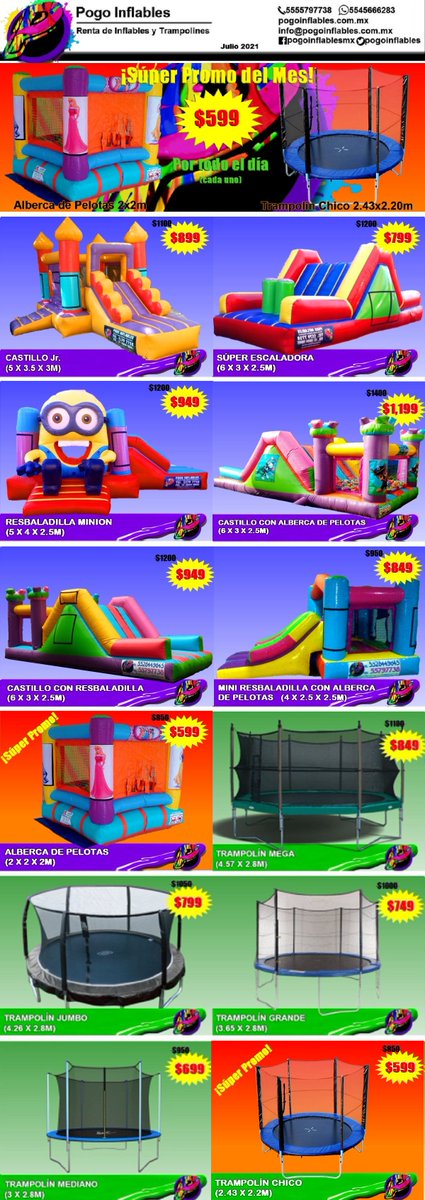 PogoInflables's tweet photo. Llueve, pero contamos con inflables y trampolines pequeños para instalar en el interior de tu hogar y te puedas divertir sin preocuparte por el clima!! Nuestros juegos se lavan después de cada uso y son sanitizados para seguridad de todos. CDMX 📞55-55797738 Whatsapp 5545666283 https://t.co/BoSuabVURw