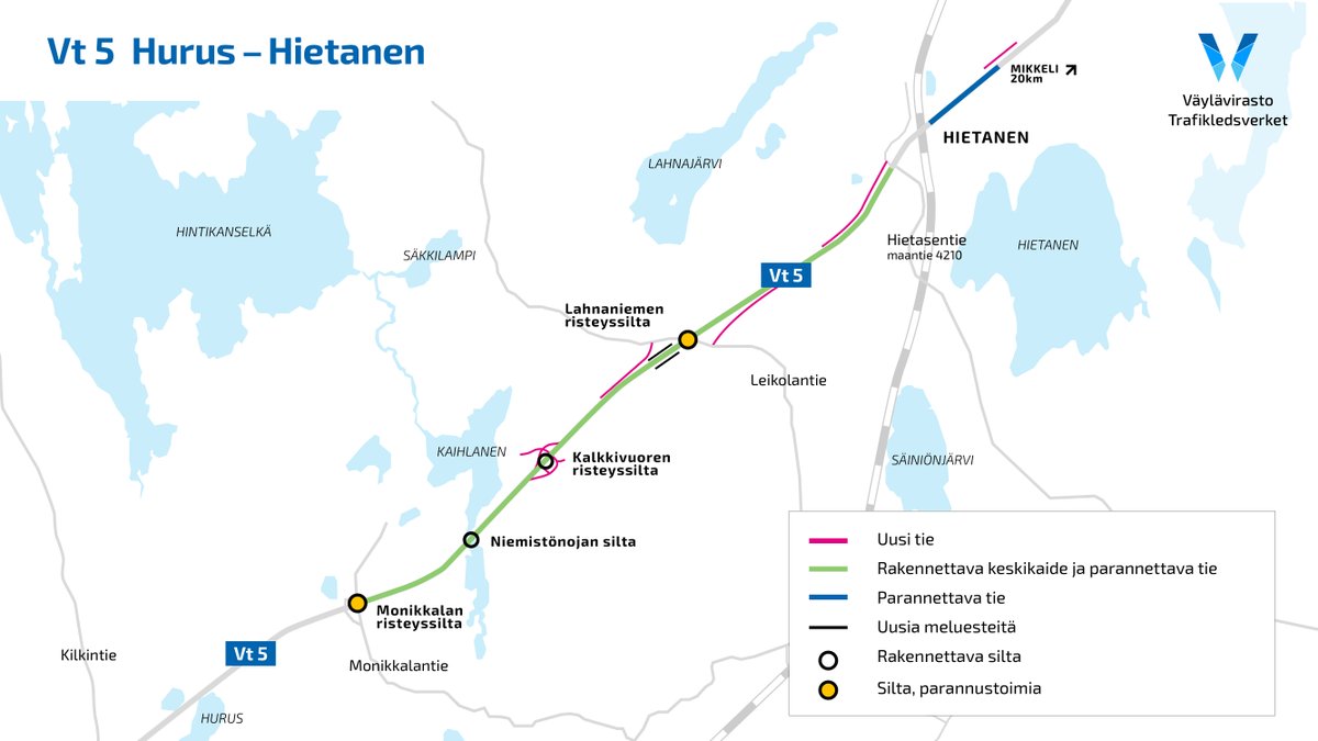vaylafi's tweet photo. 📢 Ohoi Mikkelin seutu! Viitostiellä on tulevaisuudessa turvallisempaa, kun rakennamme keskikaiteen Huruksen ja Hietasen välille. Työt alkavat kesällä 2022, nyt suunnitellaan. 

👉Lue lisää: https://t.co/v0jjA8cccO 

#Väylärakentaa #Hurus #Hietanen #Viitostie #Valtatie5 #Mikkeli https://t.co/gak1shPINj