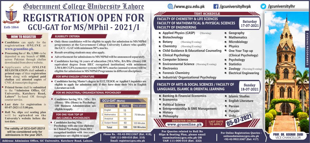 MAK_Institute's tweet image. #StudentsAlert  Registration opens for GCU-GAT for MS/MPhil - 2021/I.  Register ONLINE .
NOTE: Only those candidates will be eligible to apply for admission to MS/MPhil at GCUniversity Lahore who qualify GCU-GAT with minimum 50% marks.
@Prof_Aleem @EdPk4 @KharMuniba #LUMS