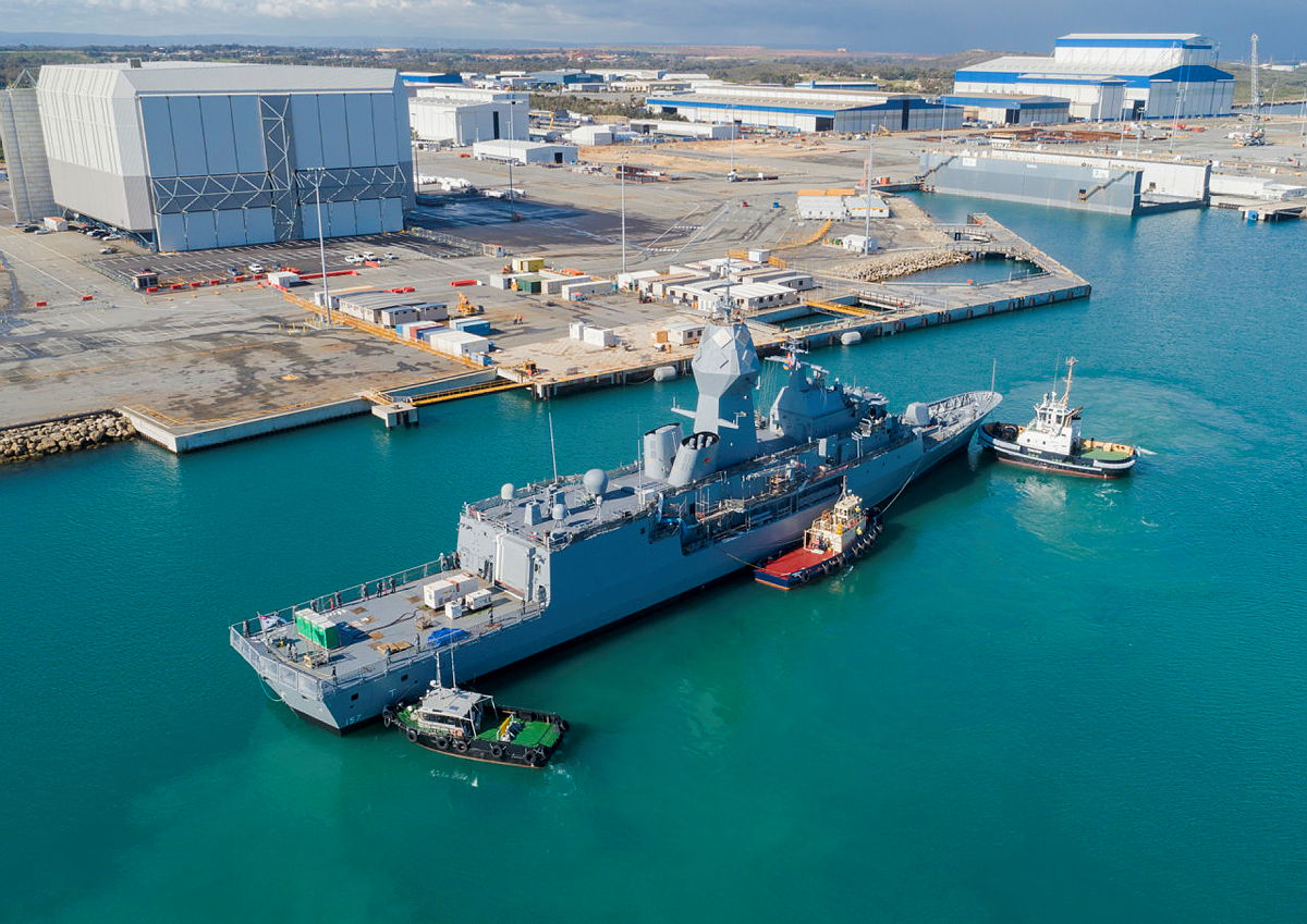 Welcome back. #HMASPerth undocked after a recent Anzac Mid Life Capability Assurance Program (AMCAP) upgrade has re-joined the Fleet. #AusNavy