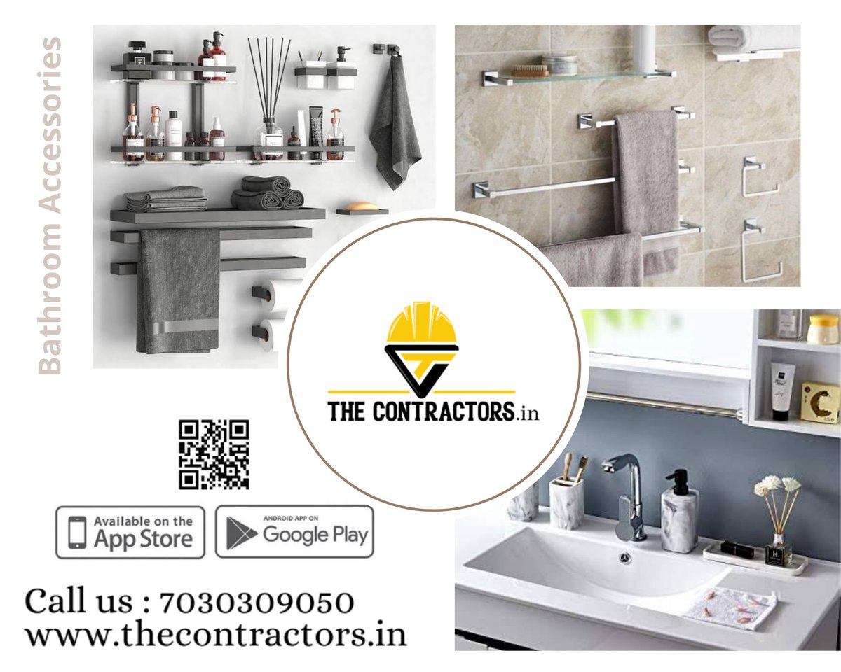 Bathroom accessories
thecontractors.in to know more.
to download our App: onelink.to/g94zes

#bedroomdecor #roomdecor #bed #tiles #livingroomdecor #livingroom #livingroomdesign #hall #bathroomdesign #bathroomaccessories #bathroomdecor #sink #tabs #camods #bathroomtabs