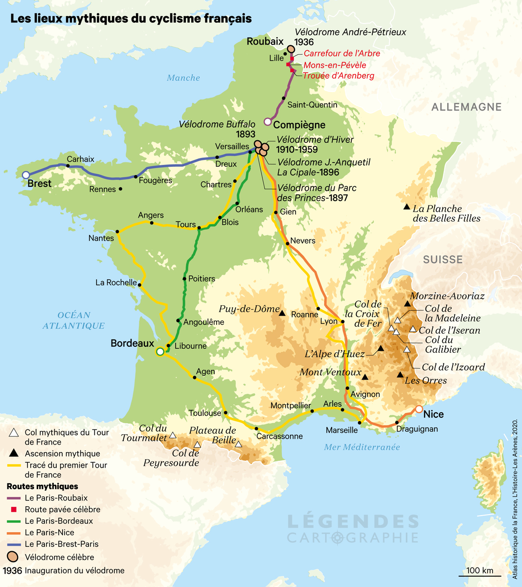 Les hauts lieux du #cyclisme. Le cyclisme porte une dimension géographique particulière. Dès le premier #TourdeFrance en 1903, la compétition a eu comme vocation de faire apprendre aux français la géographie du pays. Avec la télévision c'est la leçon de géo la plus suivie.