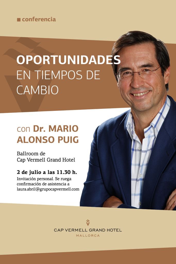 Muchas ganas de que empiece la conferencia de @MarioAlonsoPuig en #capvermellgrandhotel centrada en las oportunidades que hay en tiempos de cambio que, justamente, es en donde estamos. Sin duda alguna, mucho que escuchar y mucho que aprender hoy.