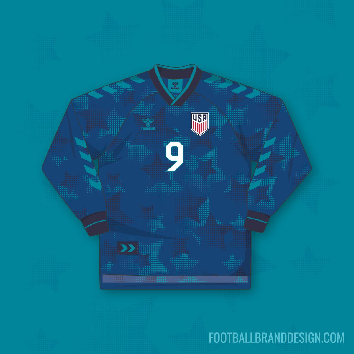 SvanteIvar's tweet image. Concept kits for @ussoccer and @hummel1923. 
Home, away, GK and training top. The font is SUPR Fly by @BMooreCreativ 👌
#kitdesign #sparkdesignacademy