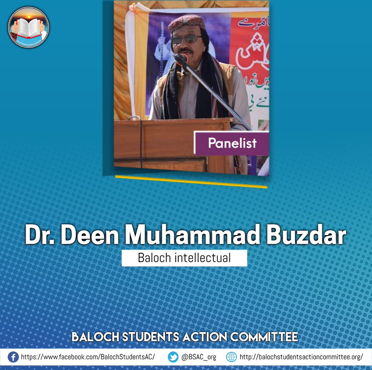 Baloch Students Action Committee is going to organise a seminar in commemoration of Baloch intellectual Professor Aziz Bugti.

Venue:- Poly Technical College Quetta

Date:- June 3, 2021

Time:- 12Pm 
<a href="/BSAC_org/">BSAC</a>