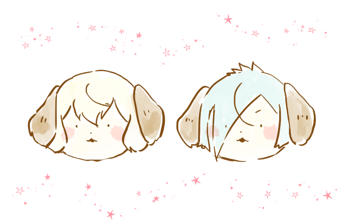 animal ears hair over one eye blue hair :3 dog ears white background blonde hair  illustration images