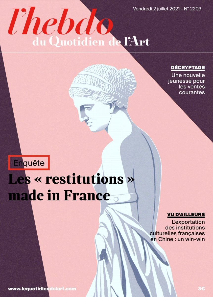 Quotidiendelart's tweet photo. Au sommaire de l'#Hebdo :
🖼️ Les « restitutions » made in France
🔨 Une nouvelle jeunesse pour les ventes courantes
🇨🇳 L’exportation des institutions culturelles françaises en Chine : un win-win 
https://t.co/nQdl2hKY5w https://t.co/VYMuEKc9hY