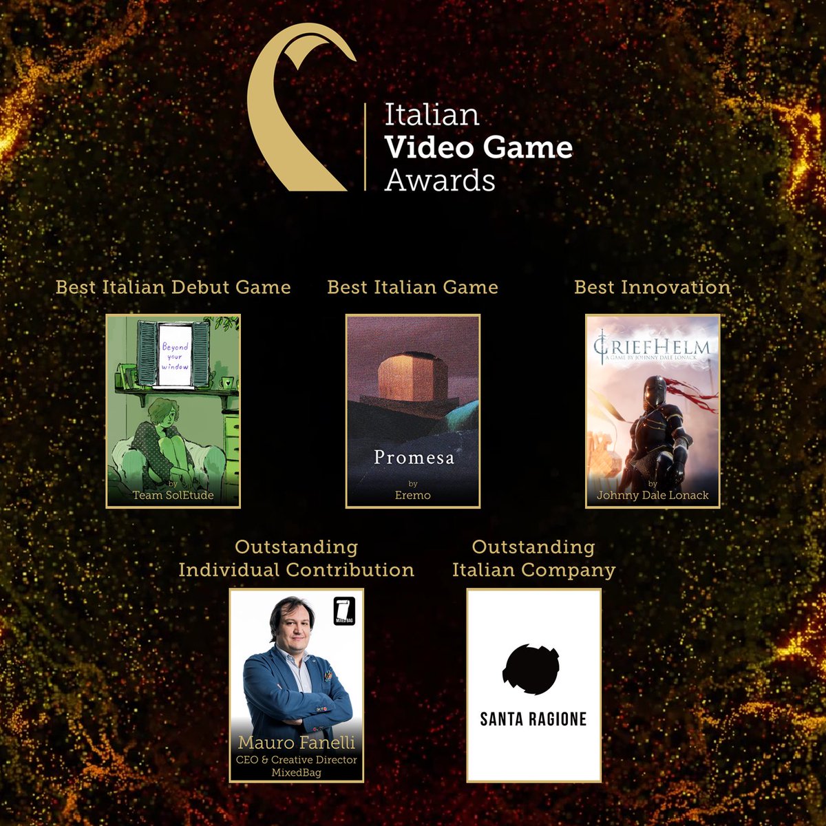 fantasticodev's tweet photo. Congratulations to @yulele_palacios  and his game #promesa for winning the "Best Italian Game" award at the #ItalianVideoGameAwards2021 🥳🥇

So proud to have helped him bring his game to #PlayStation , #Xbox and #nintendoswitch 💪

https://t.co/ojytemTBku https://t.co/W3SRoBrAZw