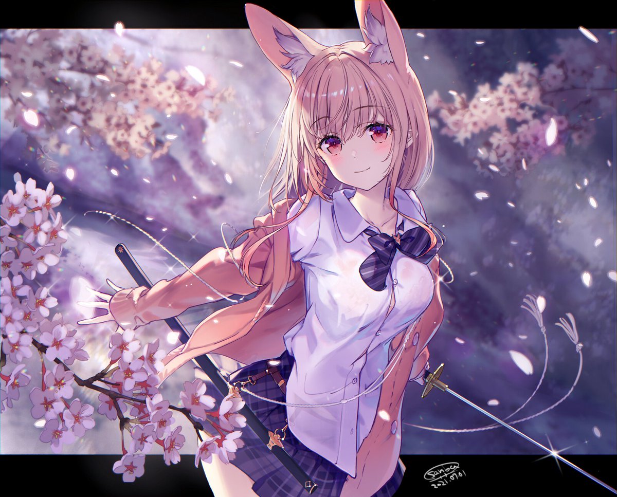 「最近更新遅めですがJKとケモ耳を描いてます。
#7月になったのでフォロワーさんに」|さんば挿🐶のイラスト