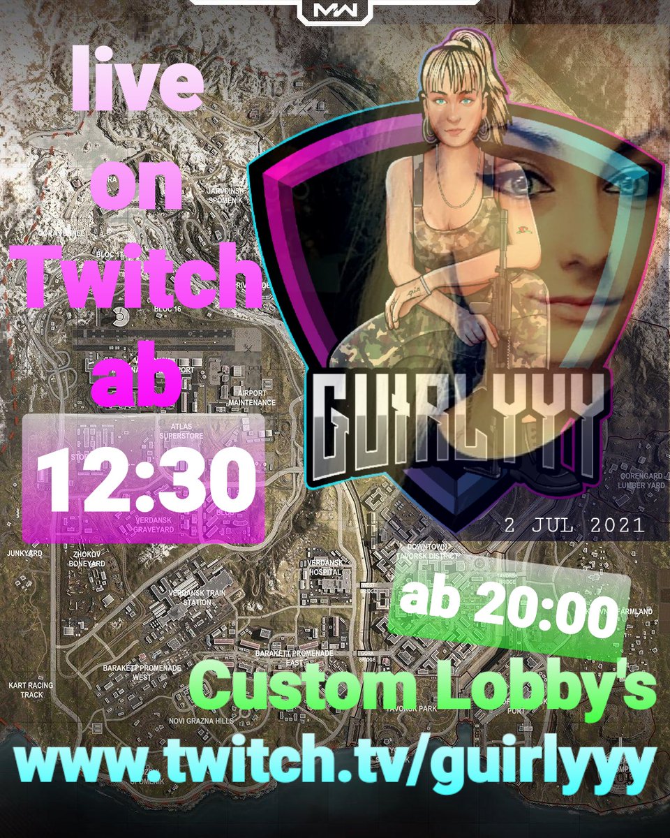 NineEinfach's tweet photo. Heute ab 12:30 Uhr @guirlyyy live on @twitch.de und ab 20:00 Uhr Custom Lobby's.
Kommt vorbei und macht mit oder schaut mal rein. 💜
https://t.co/603u2F5Twc
#guirlyyy #GUIRLYYY #guirly #guirl #grillcom #grillus #grill #guirlyyybeste #gamergirls #gamergirl #streamer #TwitchDE https://t.co/C2C4Fnkjze