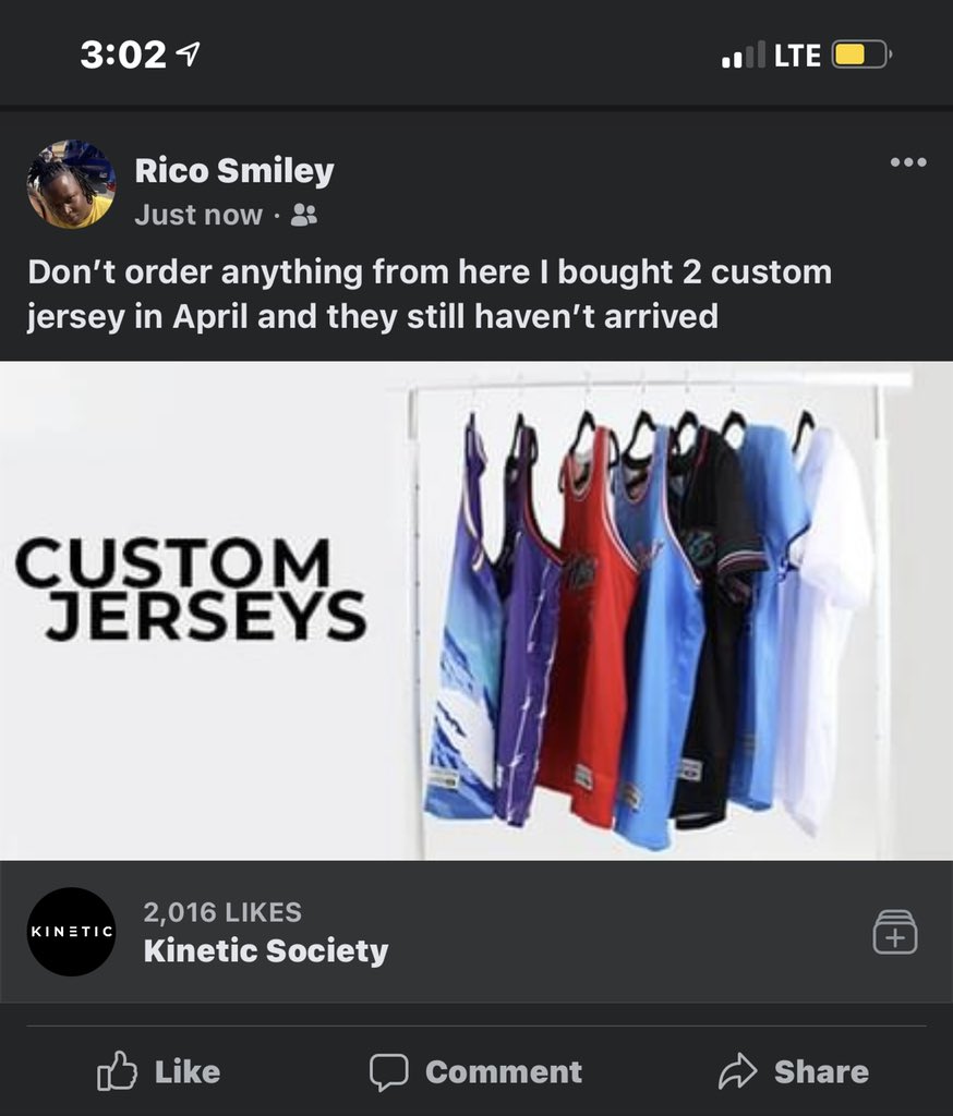 Don’t order anything from here I bought 2 custom jersey in April and they still haven’t arrived <a href="/KineticSociety/">Kinetic Society TV</a>  bad for business