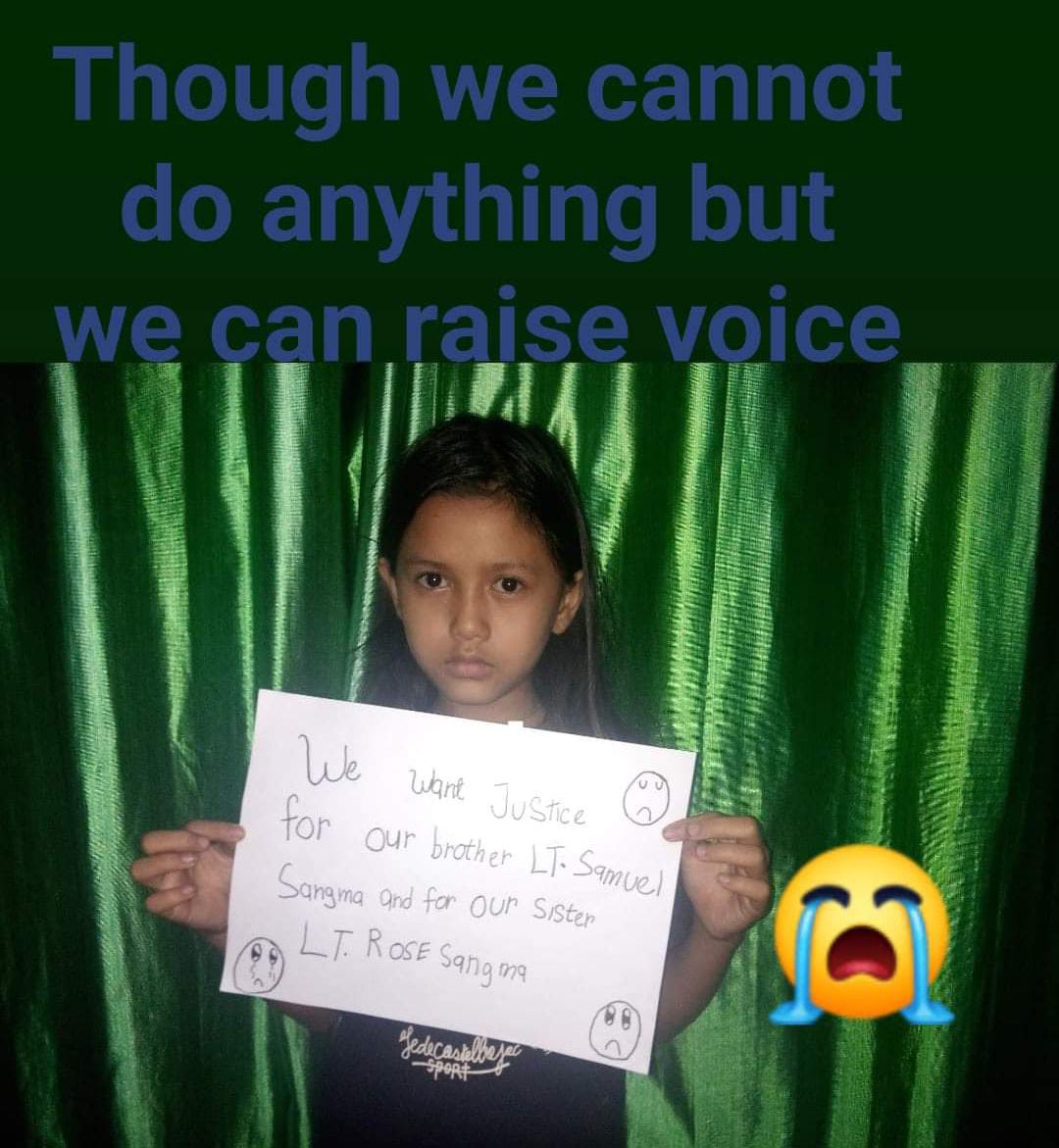 solomonshaikh's tweet photo. #Meghalaya shouting out louder &amp; their war cry demanding just justice for #RosySangma &amp; #SamuelSangma can no longer be muted or ignored.
It is reverbating &amp; reaching all corners of North East. 
Meghalaya will not rest until justice is not delivered.
A solemn pledge by #Meghalaya https://t.co/cZwsqh940h