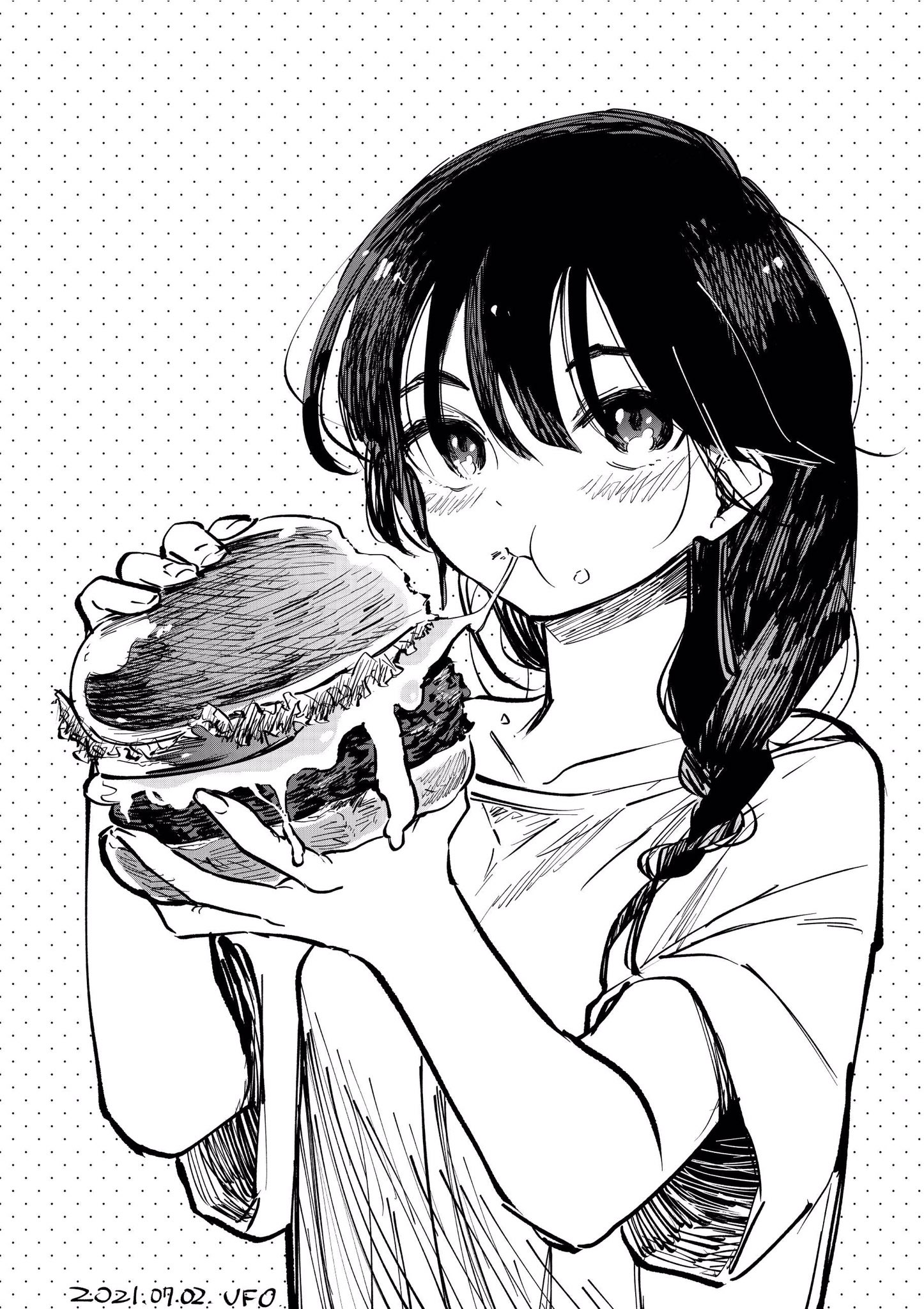 تويتر 野村ufo على تويتر モノクロで食べ物を描く練習 こんぐらいでかいハンバーガー食べてみたい 胃が爆発しそうだけど イラスト 女の子のイラストだけで興味を持ってくれる方へ届け T Co Rxnehxtwej
