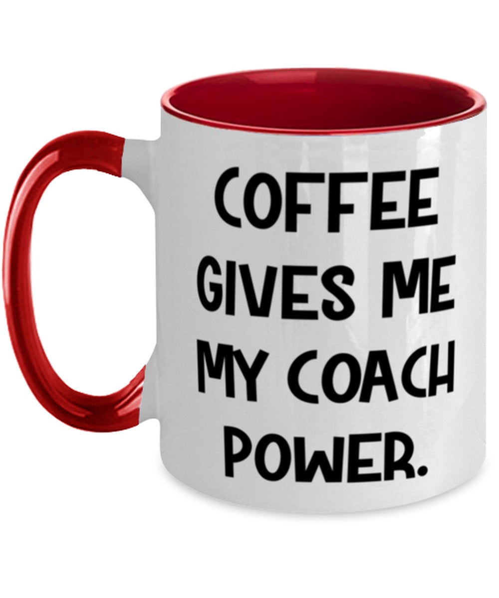 Excited to share the latest addition to my #etsy shop: Motivational Coach Two Tone 11oz Mug, Coffee Gives Me My Coach Power., Present For Men Women, Reusable Gifts From Friends etsy.me/3dBkV97 #giftsforcoworkers #giftsfromboss #funnycoach #coachbirthday #birthd
